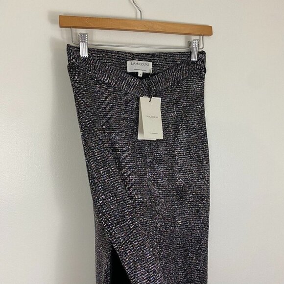 Lama Jouni Slinky Maxi Skirt Medium Black Silver Sparkly Holiday High Slits NEW - Picture 11 of 16